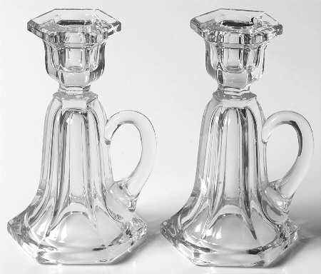 Skirted Panel with Handle Clear Candlestick/Single Lt 5" (Set of 2)