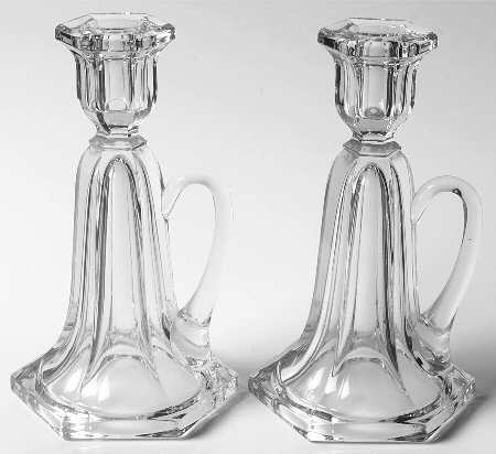 Skirted Panel with Handle Clear 7" Candlestick/Single Light (Set of 2)