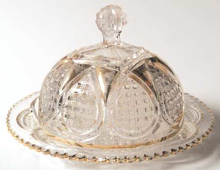 Fancy Loop Gold Trim (Stem 1205) Round Covered Butter