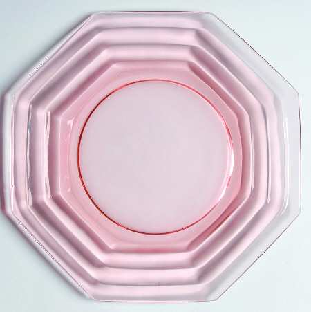 Stepped Octagon Pink Luncheon Plate