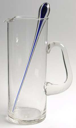Teardrop Blue Martini Pitcher with Stirrer