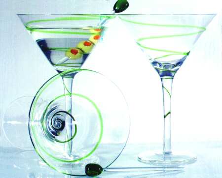 Swirl Green Martini Glass