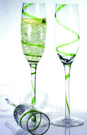 Swirl Green Fluted Champagne
