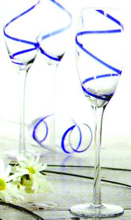 Swirl Blue Fluted Champagne