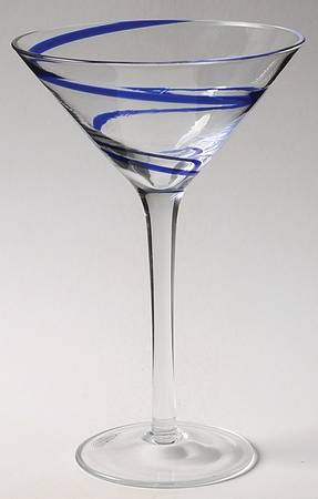 Swirl Blue Martini Glass