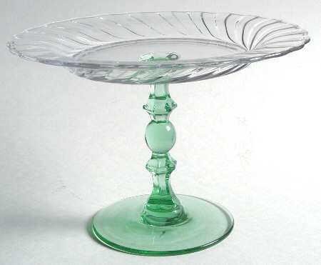 Spiral Green Round Compote (Height X Width)
