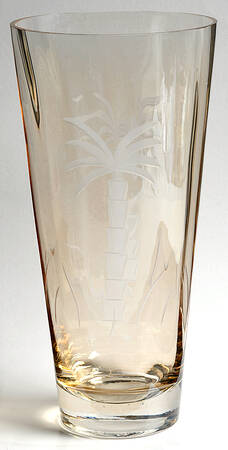 Tropical Palm Amber 11" Flower Vase