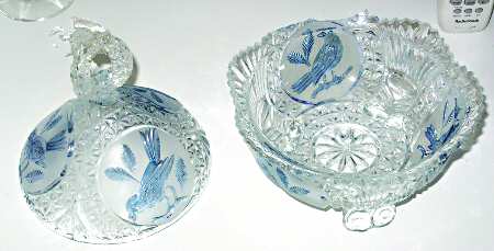 Byrdes Collection Blue 3-Footed Candy Dish with Lid