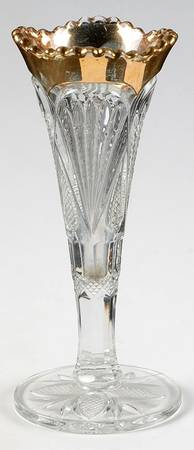 Pineapple and Fan Gold (Inset) 8" Footed Bud Vase