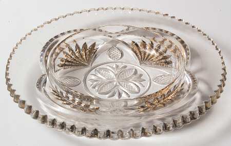 Pineapple and Fan Gold (Inset) Round Butter Dish No Lid