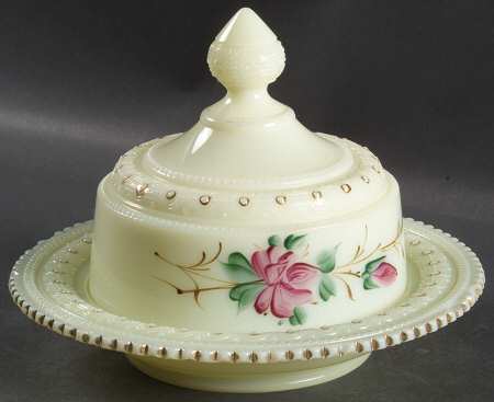 Ring Band Custard Floral Round Covered Butter