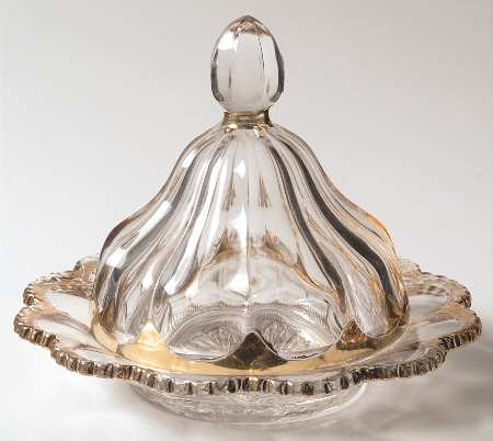 Colonial Clear (Stem 300, Gold Trim) Round Covered Butter
