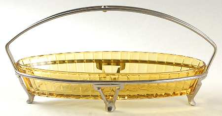 Coarse Rib Marigold Flash Olive Dish & Metal Holder