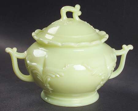 Winged Scroll Custard (No Gold Accents) Sugar Bowl & Lid