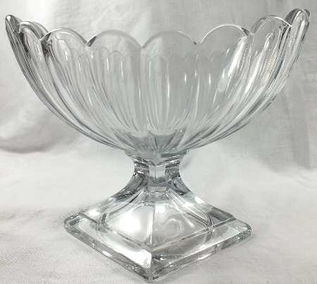Banded Diamond Foot Oval Compote (Height X Width)