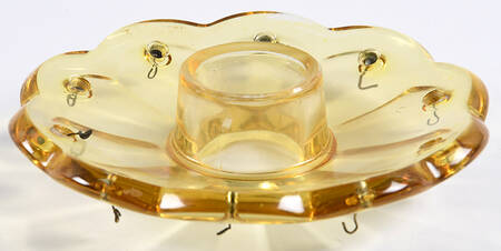 Old Williamsburg Candlelabras & Epergne Yellow Bobeche-Holds 10 Prisms