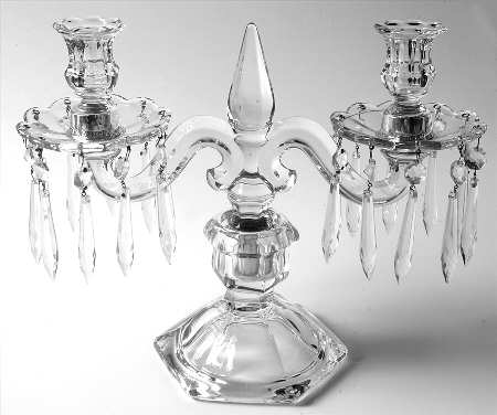 Old Williamsburg Candlelabras & Epergne 10" 2 Light Candelabra W/2 Bobeche & 20 Prisms