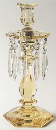 Old Williamsburg Candlelabras & Epergne Yellow Candelabra(9"Base,Socket,Bobeche &10 Prisms