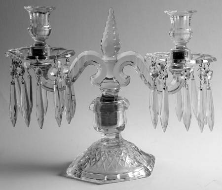 Old Williamsburg Candlelabras & Epergne 10" 2 Light Candelabra W/2 Bobeche & 20 Prisms
