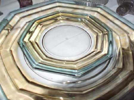 Stepped Octagon Blue and Yellow 14" Torte Plate