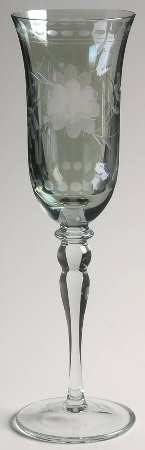 Cut Luster Green Fluted Champagne