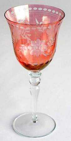 Cut Luster Red Water Goblet
