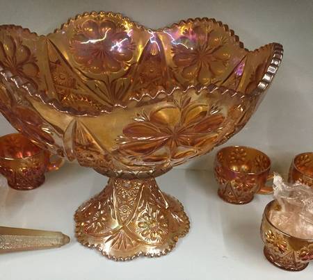 Cosmos Marigold Punch Bowl with Stand