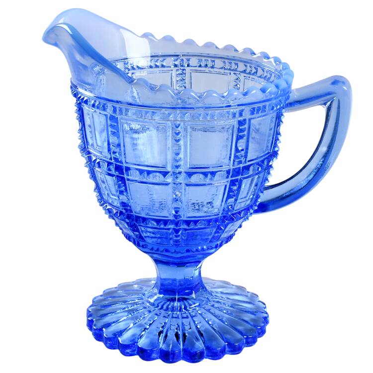 Beaded Block Ice Blue Footed Creamer
