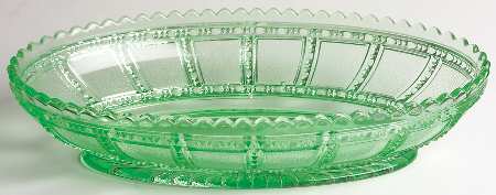 Beaded Block Green 8" Oval Relish