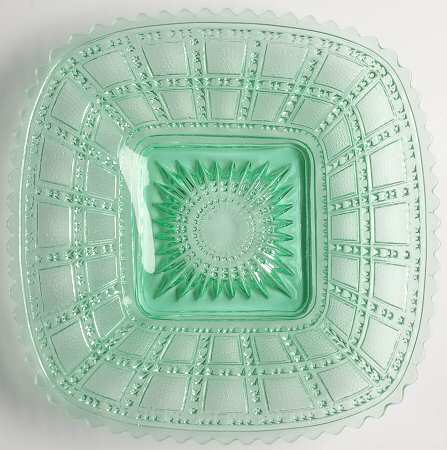 Beaded Block Green 7" Square Plate