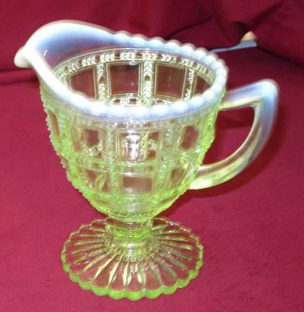 Beaded Block Green Opalescent by Imperial Glass-Ohio