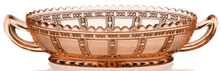 Beaded Block Pink Pickle Dish