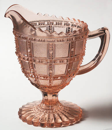 Beaded Block Pink Footed Creamer