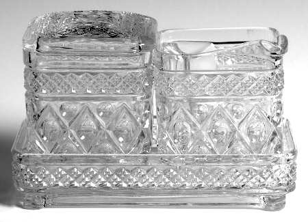Cape Cod Clear (1602 + 160) Square Creamer, Sugar and Tray Set