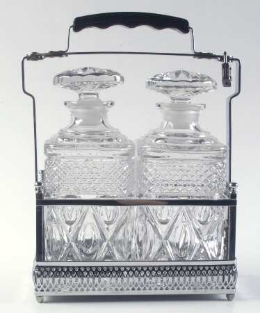 Cape Cod Clear (1602 + 160) Square Decanter Set (2 Decanters & Metal Holder)
