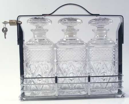 Cape Cod Clear (1602 + 160) Square Decanter Set (3 Decanter & Metal Holder)