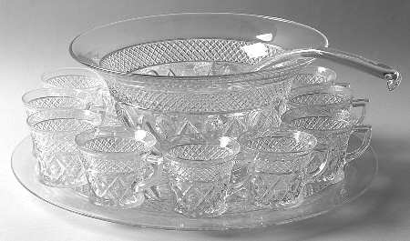 Cape Cod Clear (1602 + 160) (15 Pc) Punch Set (Frupu, Ctop17, 12cuppu& Clad)