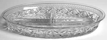 Cape Cod Clear (1602 + 160) 11" Oval 3 Part Celery/Relish