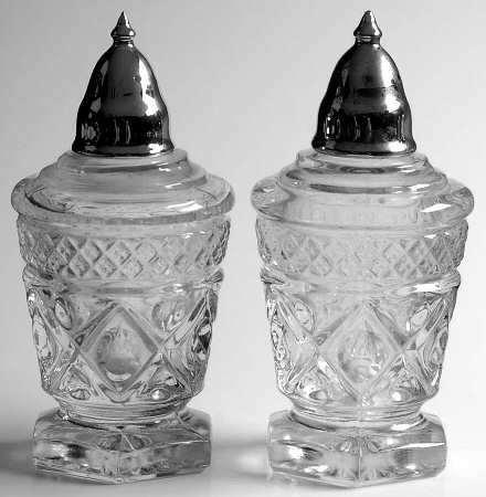 Cape Cod Clear (1602 + 160) Footed Shaker Set & Metal Lids