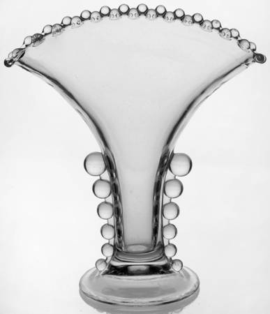 Candlewick Clear (Stem 3400) Fan Vase with Beads Along Base
