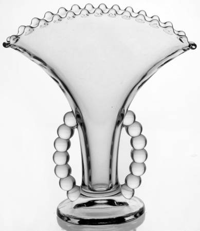 Candlewick Clear (Stem 3400) Fan Vase W/Lg Beads Away From Vase