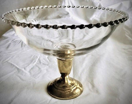 Candlewick Clear (Stem 3400) 9" Screw/Peg Bowl w/Silver Base