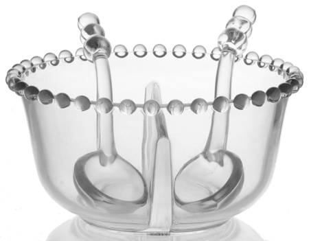 Candlewick Clear (Stem 3400) Divided Mayonnasie W/2 (3 Ball) Ladles