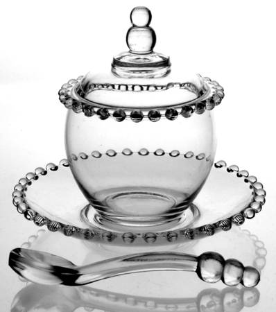 Candlewick Clear (Stem 3400) Marmalade W/Lid, Ladle & Underplate(Aka Saucer)