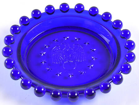 Candlewick Clear (Stem 3400) 6" Cobalt Eagle Ashtray