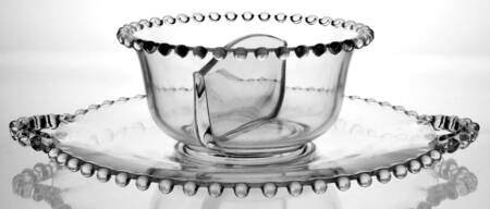 Candlewick Clear (Stem 3400) Divided Mayonnaise W/10" Handled Plate