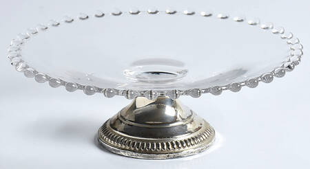 Candlewick Clear (Stem 3400) 6" Screw Peg Plate W/Sterling Base
