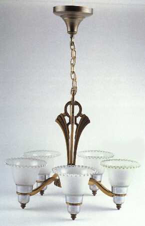 Candlewick Clear (Stem 3400) 5 Arm Chandelier with 5 Frosted Shades