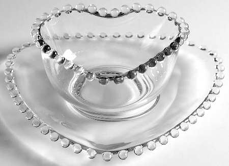 Candlewick Clear (Stem 3400) Mayonnaise Bowl and Triangular Underplate