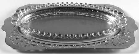 Candlewick Clear (Stem 3400) Oval Tray W/Metal Holder